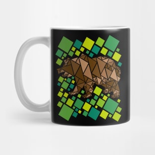 Geometric Bear Design in Shades of Brown and Green Mug